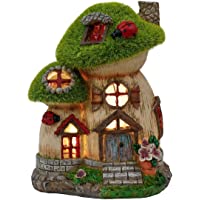 Los mejores  - TERESAS COLLECTIONS 19.5cm Adorno de Jardín Casa de Hadas Luz Solar LED- Decoracion de Jardin de Casa del árbol de…